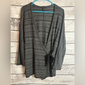 Eileen Fisher Black Tencel Blend Front Tie Wrap Cardigan Size XL